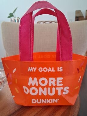 Dunkin' Donuts Orange and Pink 'More Donuts' Mini Tote Bag